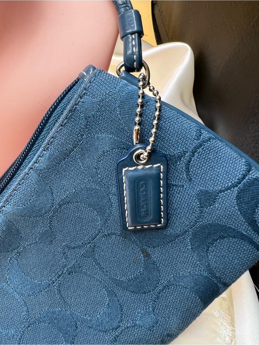 Coach Navy Signature Wristlet - Picture 3 of 5
